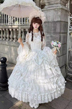 Ode of the Curtain - Bridal Sweet Lolita Long JSK Dress in White - image 2