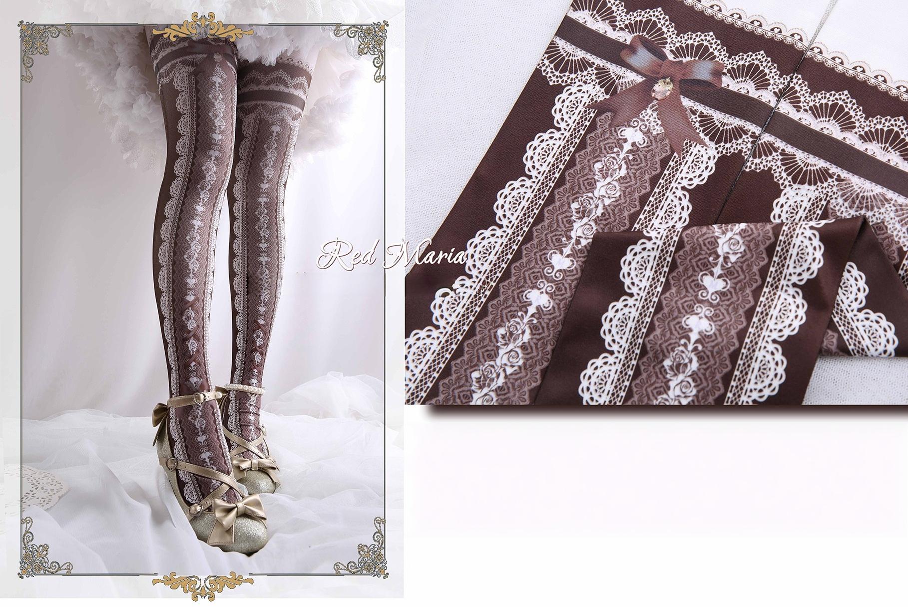 Lace Printed Bow 80D Lolita Tights Multicolors - image 15