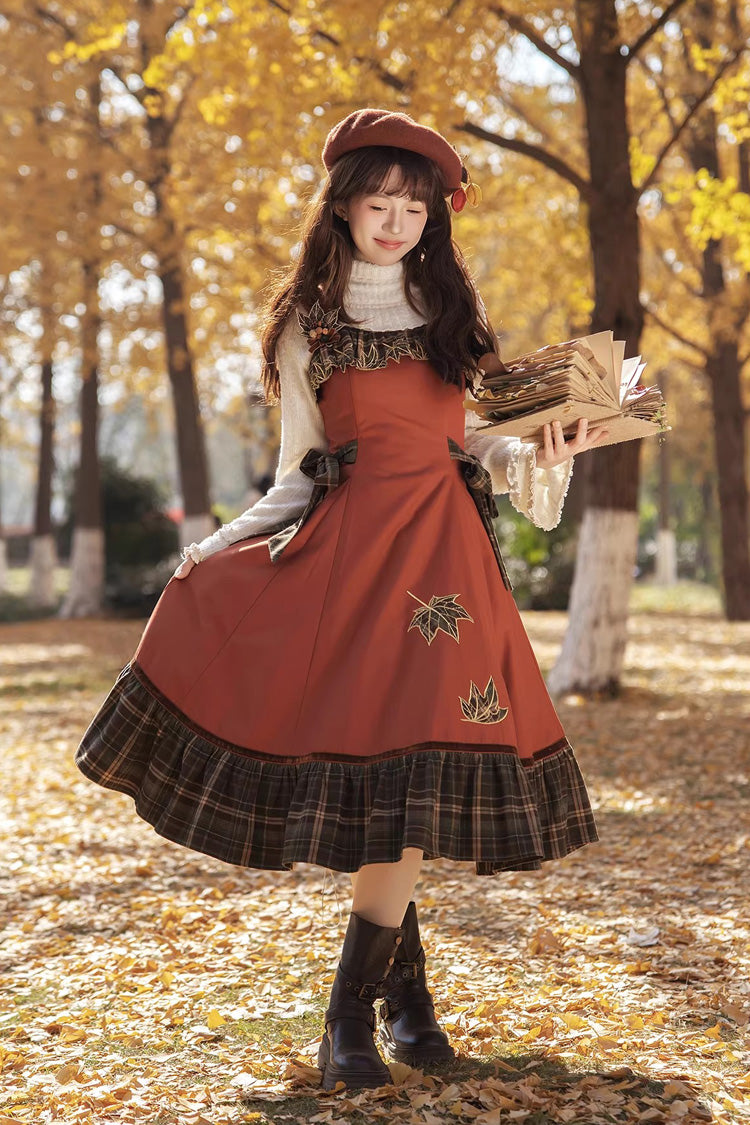 Autumn Chronicles - Sweet Lolita JSK Dress in Red & Green - image 1
