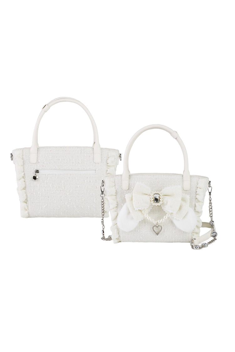 Sweet Ruffle Bowknot Pearl-Chain Lolita Handbag - image 7