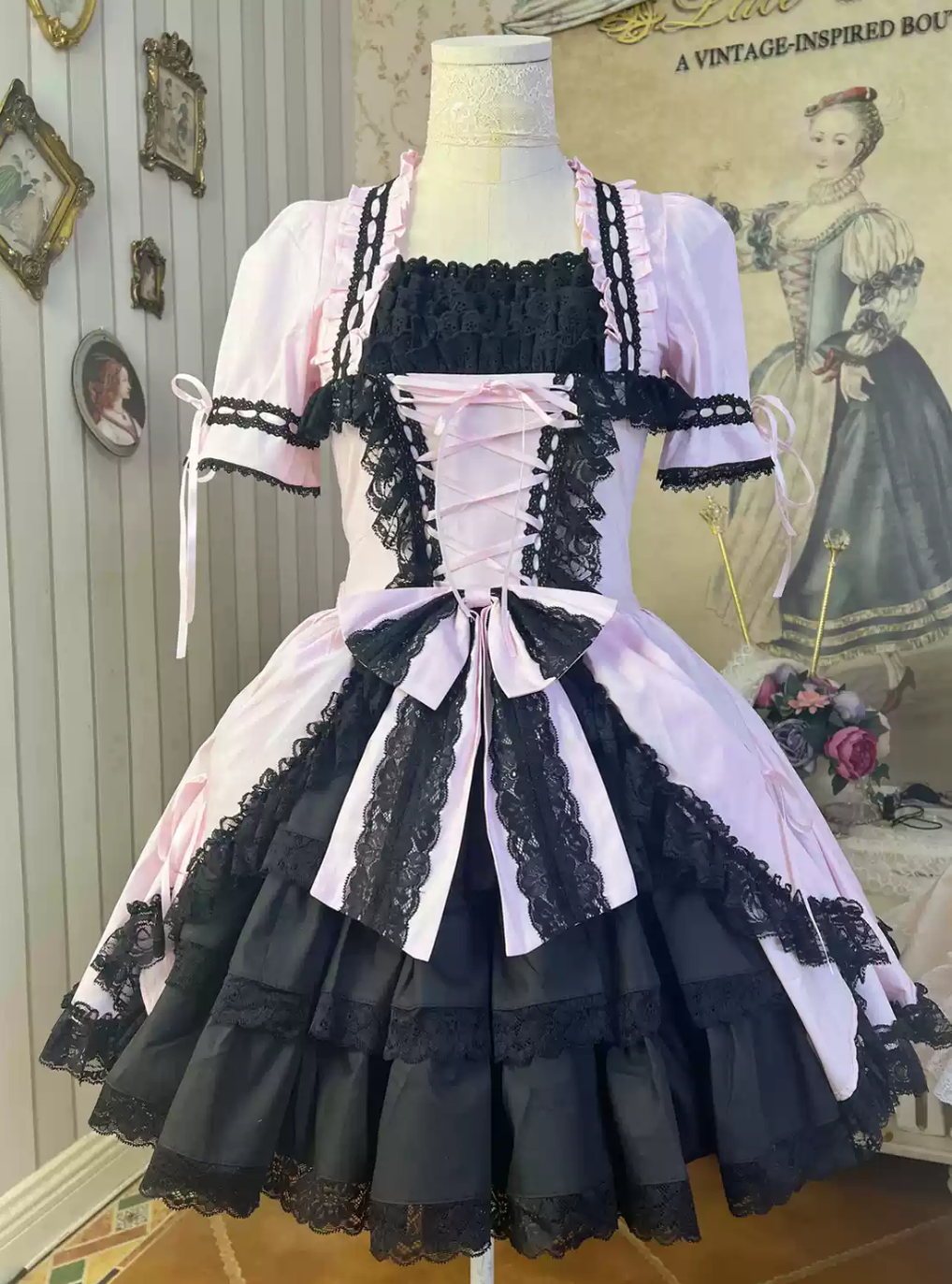 Miss Rella - Old School Lolita OP Dress, Front Opening - image 4