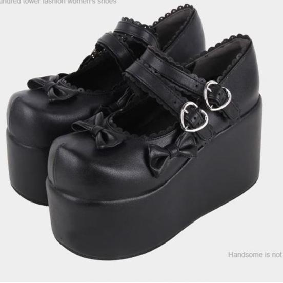 Angelic Imprint - Punk Lolita Shoes High Platform Shoes with Bow - image 3