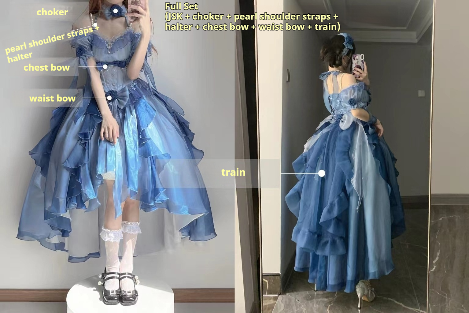Midsummer Dream - Gradient Color Wedding Lolita JSK Dress Set, Fishbone Waist - image 24