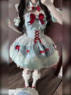 Mint Blue Idol Lolita Top and High-Waist Bubble Skirt Set - image 3