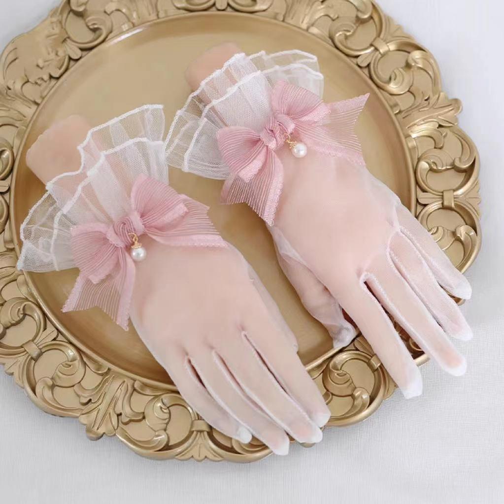 Elegant Lolita Bow Gloves, Retro Lace Glove - image 2
