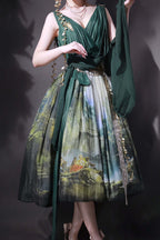 Grace in Favor - Oil Painting Sweet Lolita JSK Dress & Shoulder Sash - image 9