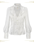 Eternal Rabbit Invitation - Ouji Lolita Ruffle V-Neck Blouse - image 4