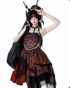Bleeding Strawberry - Gothic Lolita JSK Dress with Jacket and Rib Chain Accessory - image 21