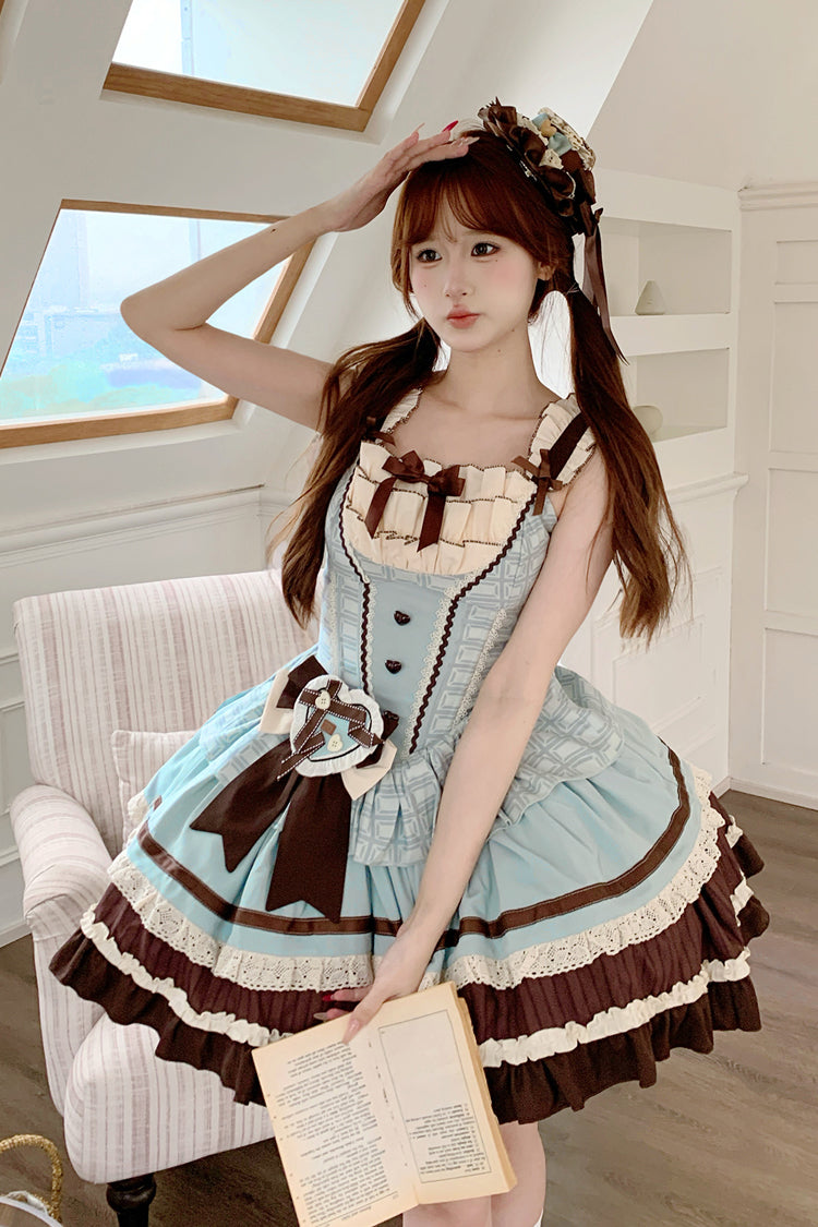 Mint Chocolate Sweet Lolita JSK Dress in Green and Brown - image 13