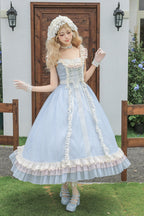 Island Diary - Square Collar Flutter Sleeves Triple-Layered Ruffled Lace-Up Sweet Lolita JSK Dress 2 Versions - image 16