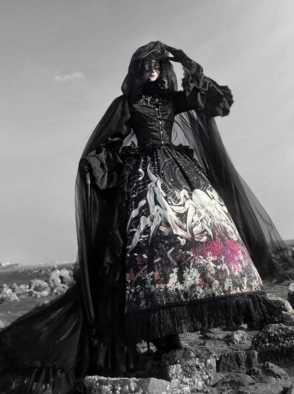 Reborn Ancient God Gothic Lolita Shirt and Skirt Set - image 5