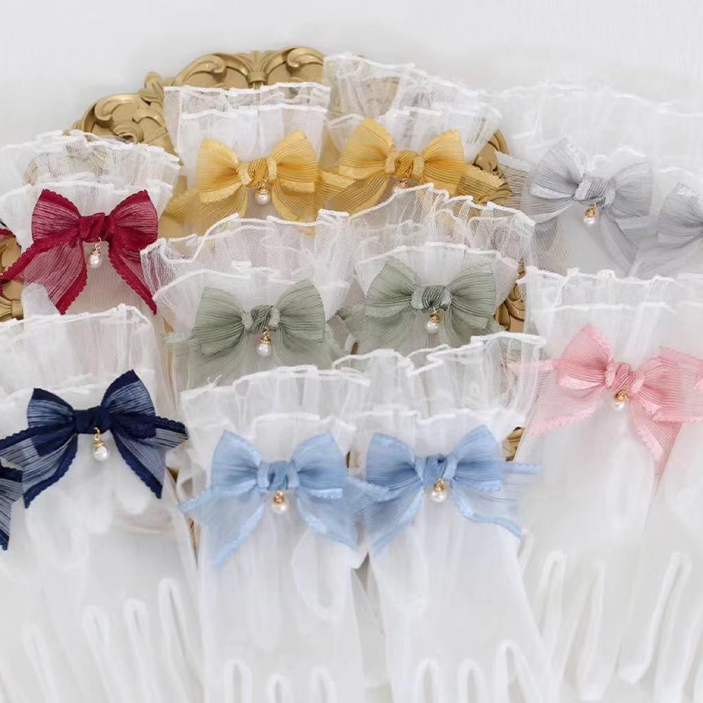 Elegant Lolita Bow Gloves, Retro Lace Glove - image 11