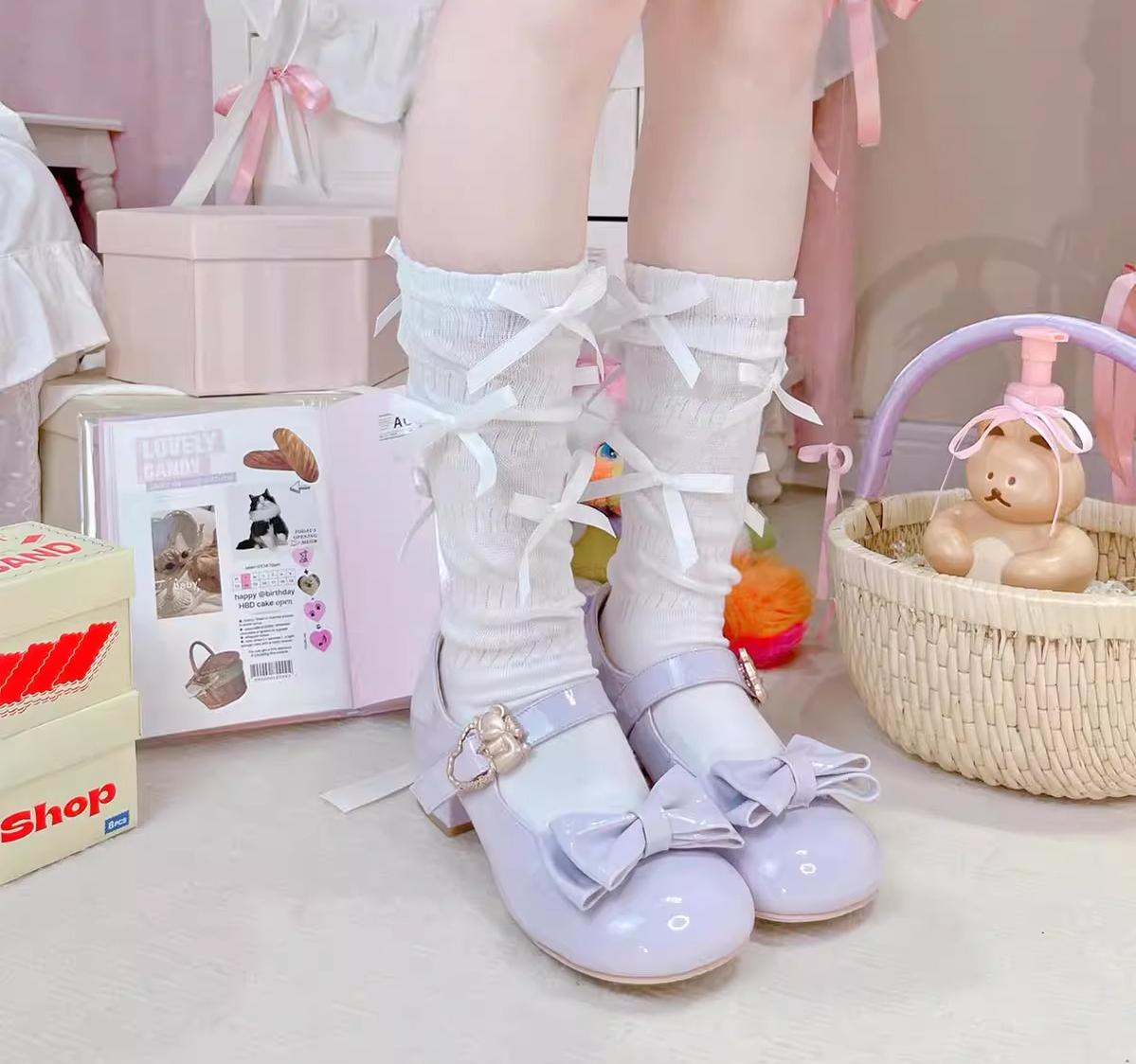 Hug Bear - Sweet Lolita Heel Shoes Bear Metal Buckle Bow Shoes - image 53