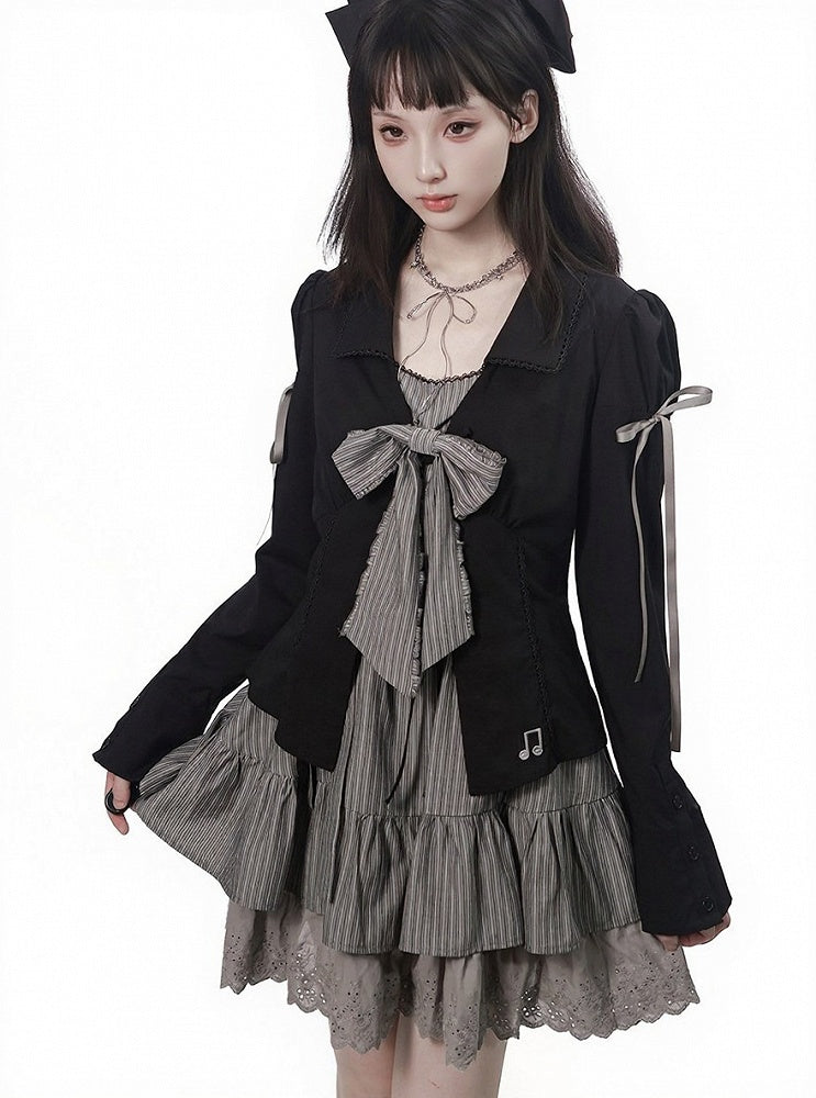 Graphite Halterneck Slip Dress with Lace Details and Ribbon Bow - PINK SAVIOR - image 3