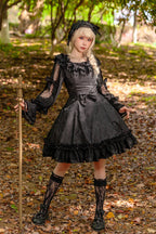 Floral Canon - Round Collar Sleeveless Jacquard Printed Ruffled Bow Gothic Lolita JSK Dress - image 4