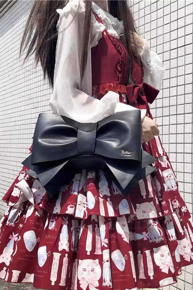 Bow Pearl-Decorated Gothic Lolita Handbag - image 1