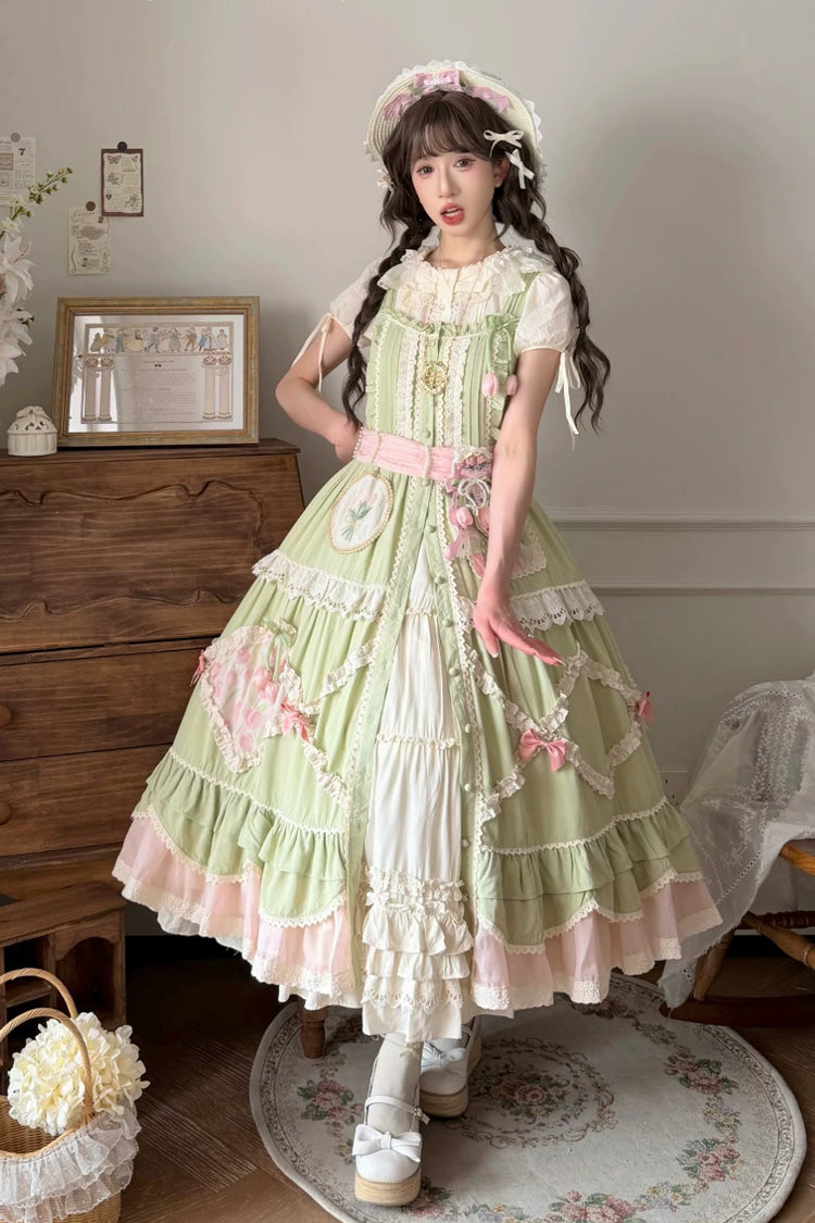 Tulip Blossom Field - Pastoral Sweet Lolita JSK Dress with Belt - image 3