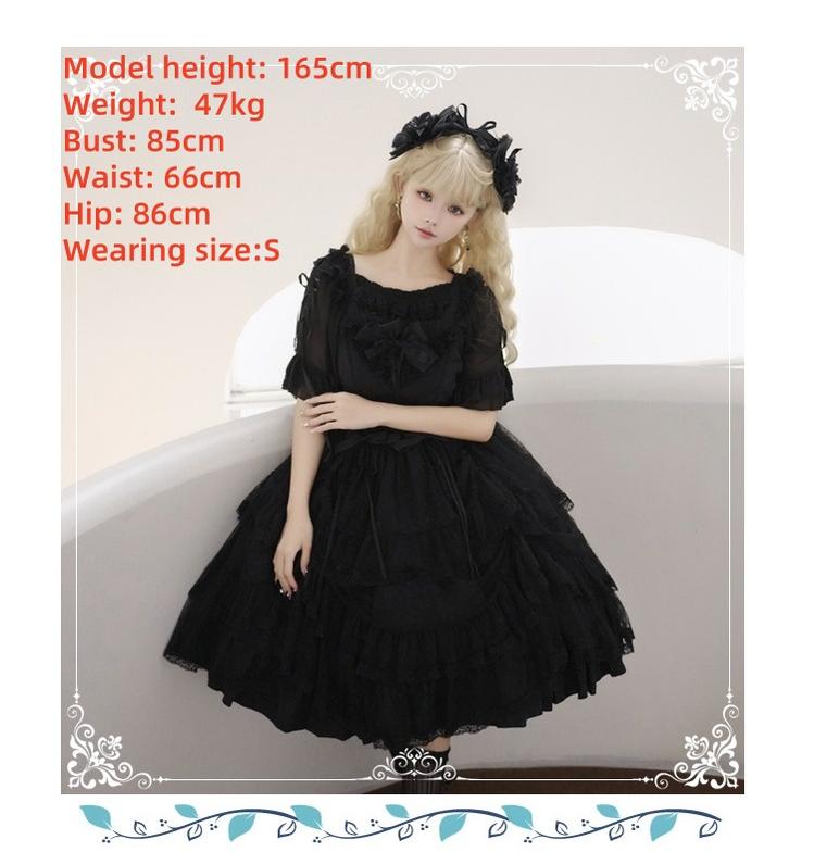 Eieyomi Gothic Princess Black Lolita JSK and Chiffon Top - image 4