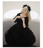 Eieyomi Gothic Princess Black Lolita JSK and Chiffon Top - image 8
