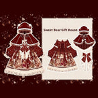 Sweet Bear Gift House - Sweet Lolita Suit Christmas Lolita OP and Cape - image 12