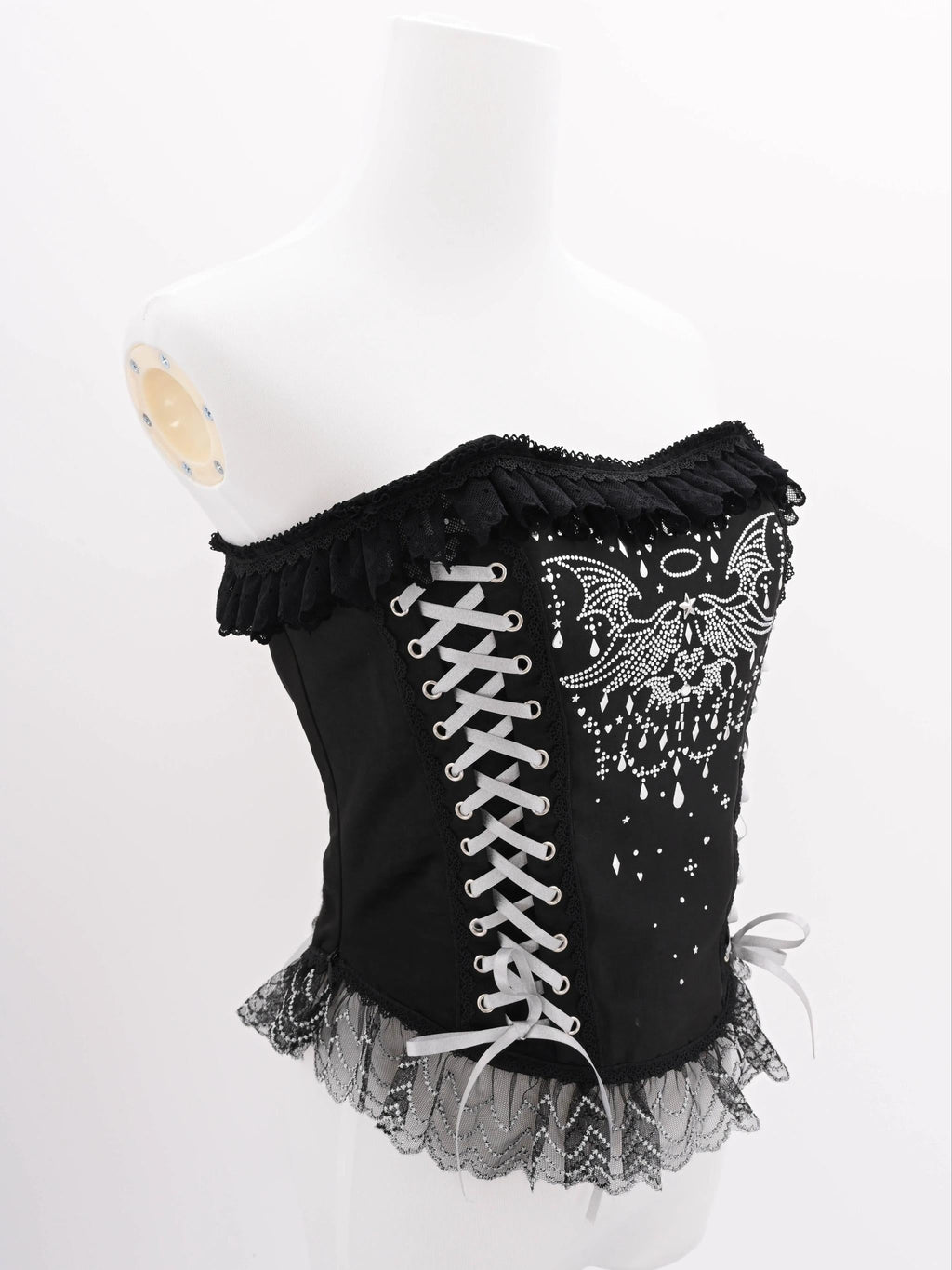 Metallic Angel Black Gothic Lolita Top and Ruffled Skirt Set - image 18