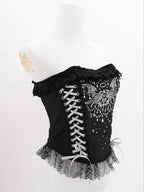 Metallic Angel Black Gothic Lolita Top and Ruffled Skirt Set - image 18