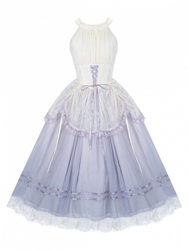 Purple Classic Gradient Lolita JSK Set with Cardigan and Hair Accessories - image 8