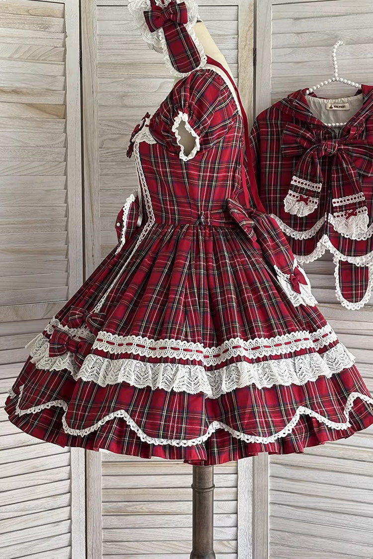 Gingham Petal Bunny - Short Sleeves Printed Ruffled Bow Sweet Lolita OP Dress - image 16