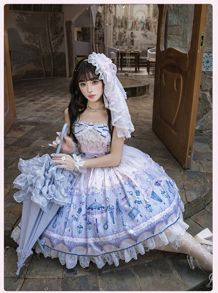 Kawaii Floral Bowknot JSK Dress with Overlay - image 3