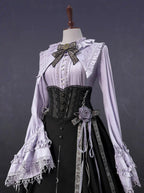 Witch Notes - Gothic Lolita Embroidered Dress Suit, Cross and Rose Print - image 6