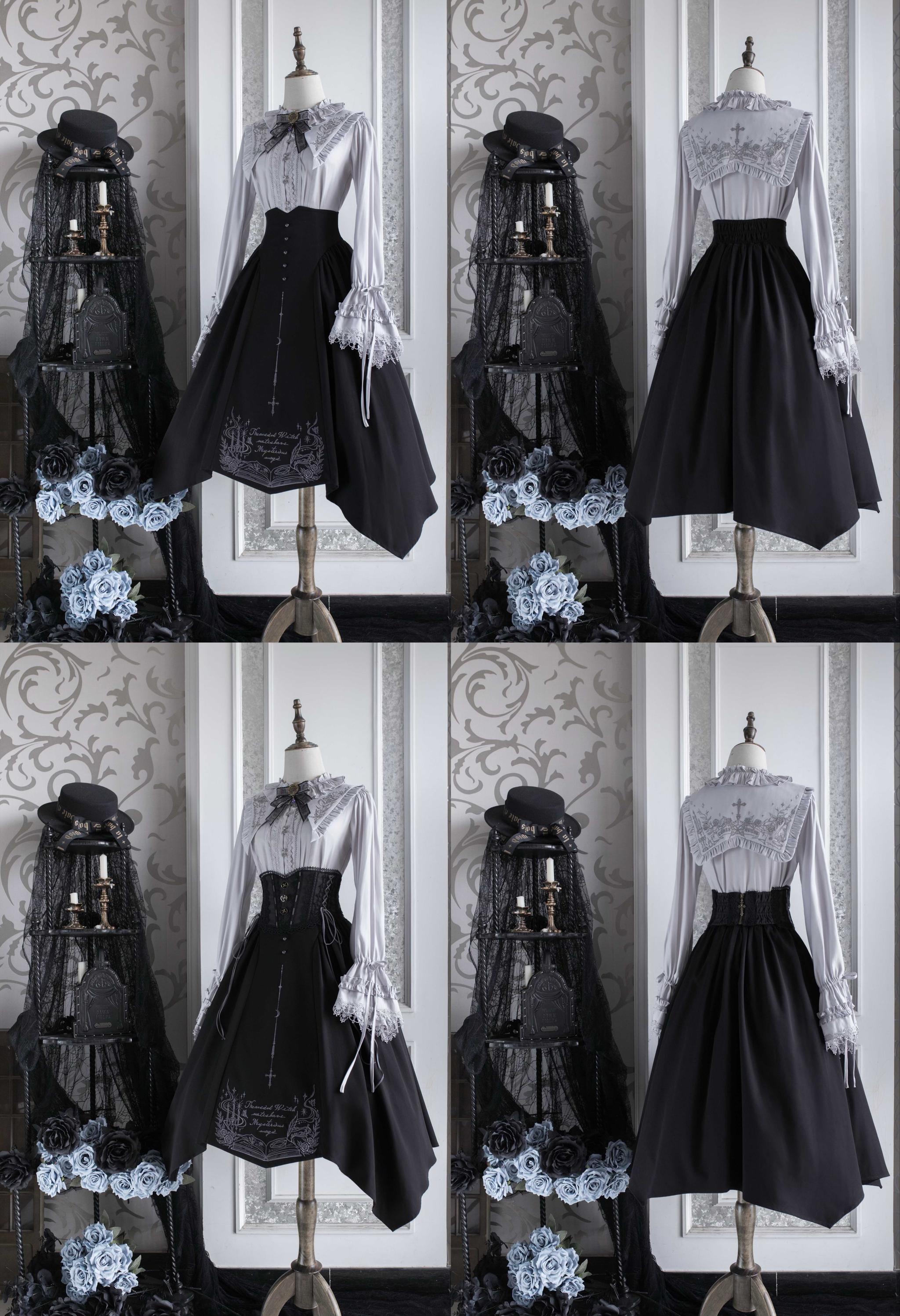 Witch Notes - Gothic Lolita Embroidered Dress Suit, Cross and Rose Print - image 44
