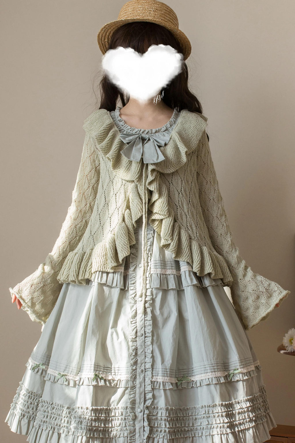 Sunset Bouquet - Elegant Lolita Cardigan, Flounce Hem - image 11
