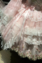 Spring Entwined with Cherry Clouds - Short Sleeves Embroidered Bow Lace Sweet Lolita Dress - image 11