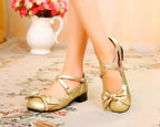 Bow and Low Heel Cross Band Lolita Leather Shoes - image 10
