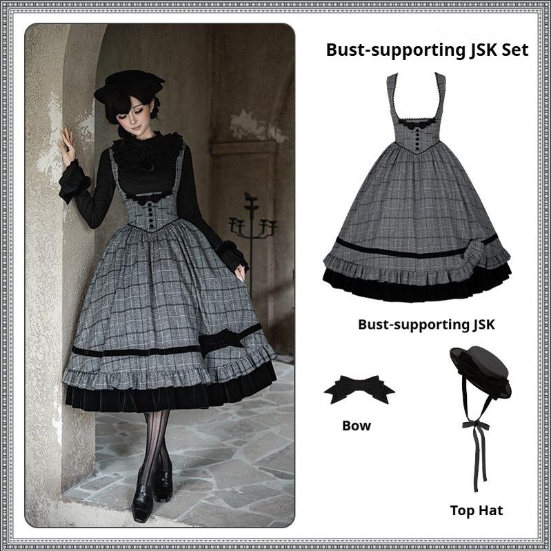 Yesterday's Epistle - Winter Classic Lolita Plaid Dress Set, Fishbone Waist - image 27