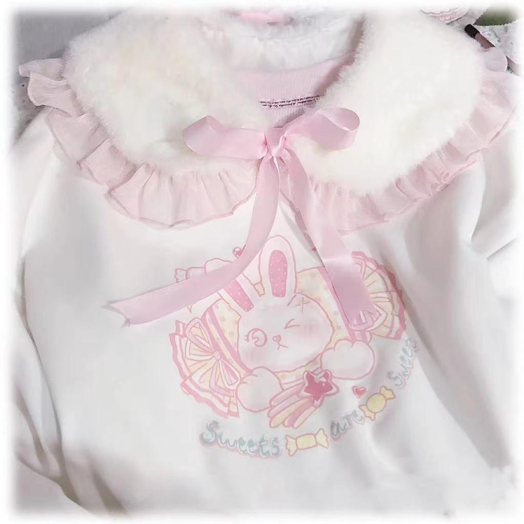 Winter Lolita False Collar Plush Bow Collar Scarf - image 6