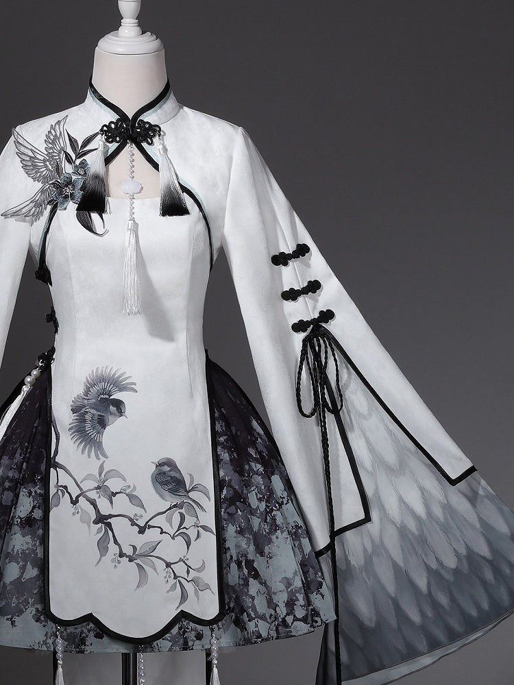 Contrast Sleeveless Dress with Tassel Accents and Self-Tie Waist - Han Ru Chu - image 2
