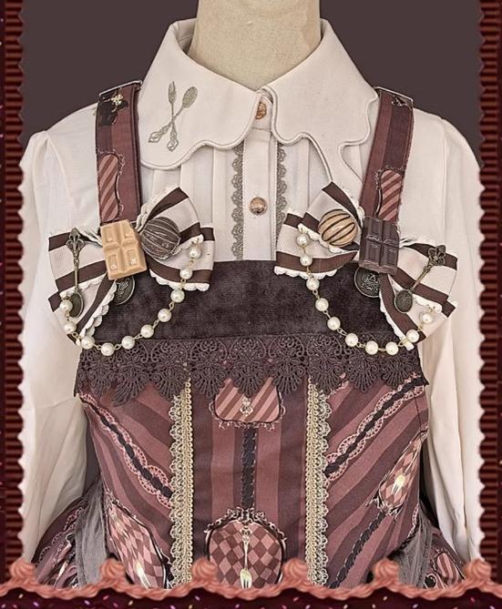 Chocolate Carousel - Peter Pan Collar Old School Lolita JSK Dress, Carousel Print and Accessories - image 15
