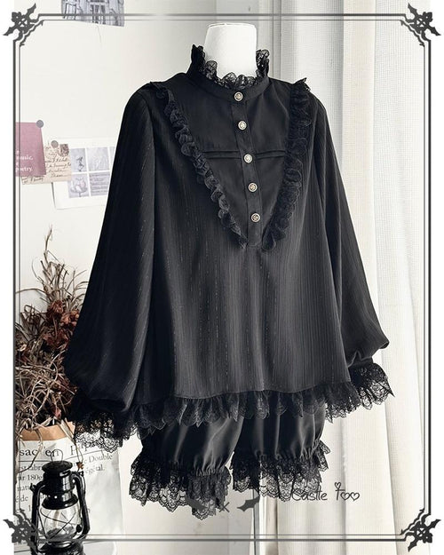 Black Moonlight - Ouji Lolita Chiffon Shirt Outfit Collection - image 18