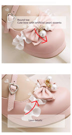 Round Toe Sweet Lolita Shoes, Detachable Pearl Chain - image 4