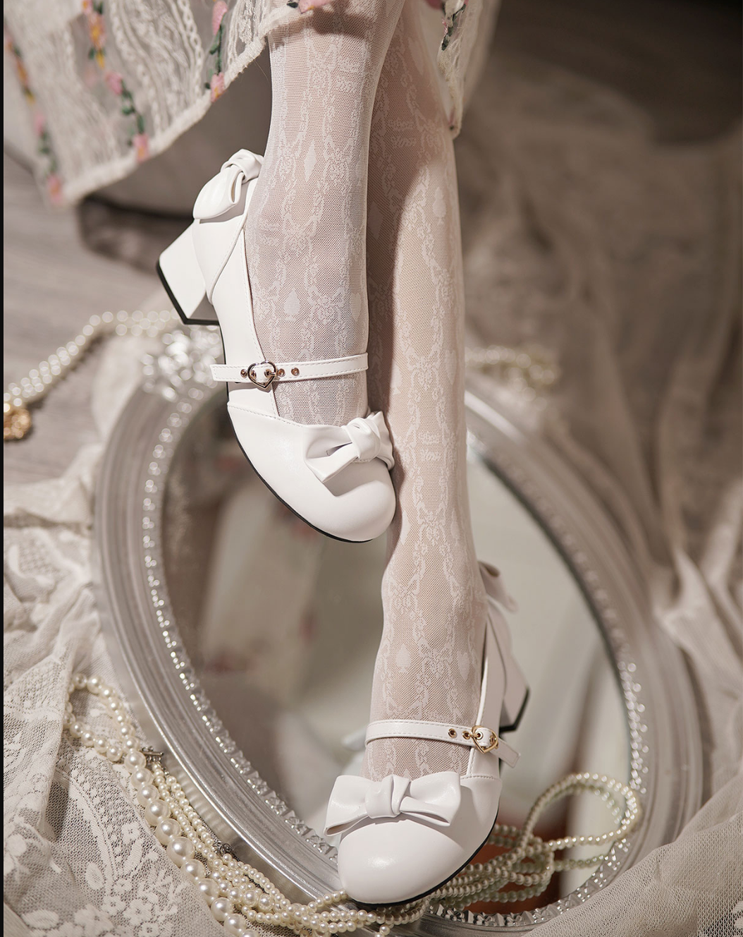 Elegant Lolita Bownot Retro High Heel Shoes - image 27
