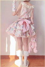 Starry Pudding Bear - Sweet Lolita JSK and Printed OP Dress - image 9