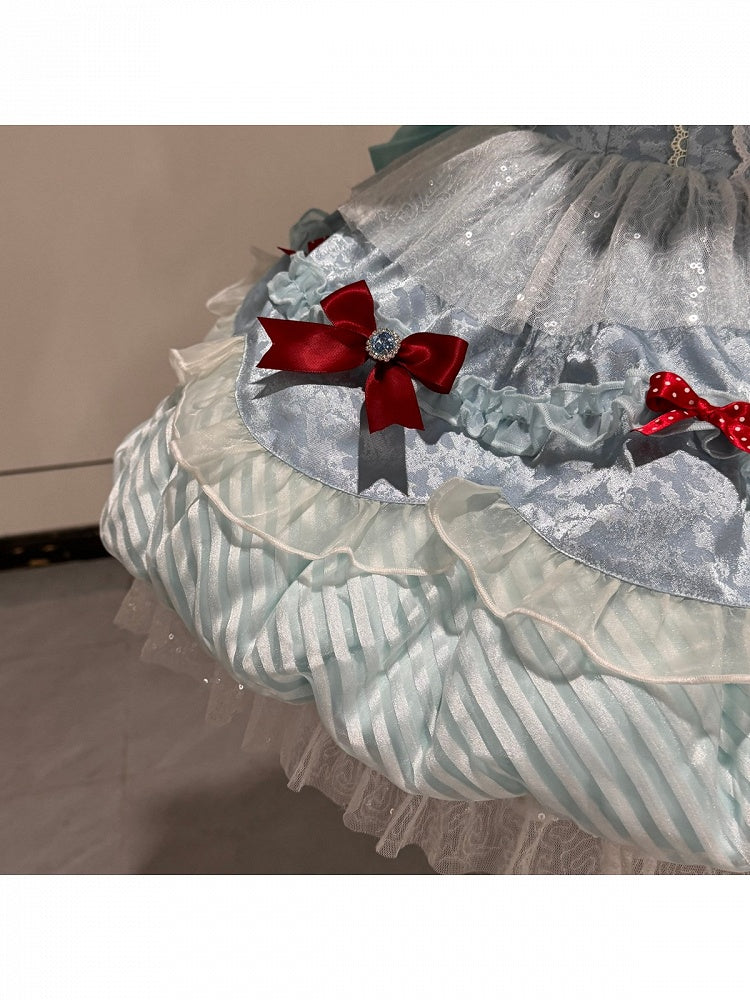 Mint Blue Idol Lolita Top and High-Waist Bubble Skirt Set - image 12