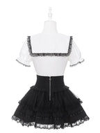Black and White Jirai Kei Sailor Collar Blouse with Lace Detail - image 5