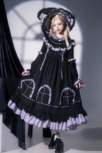 Twin Lilian - Round Collar Long Sleeves Double-Layered Ruffled Bow Lace-Up Gothic Lolita Dress - image 3
