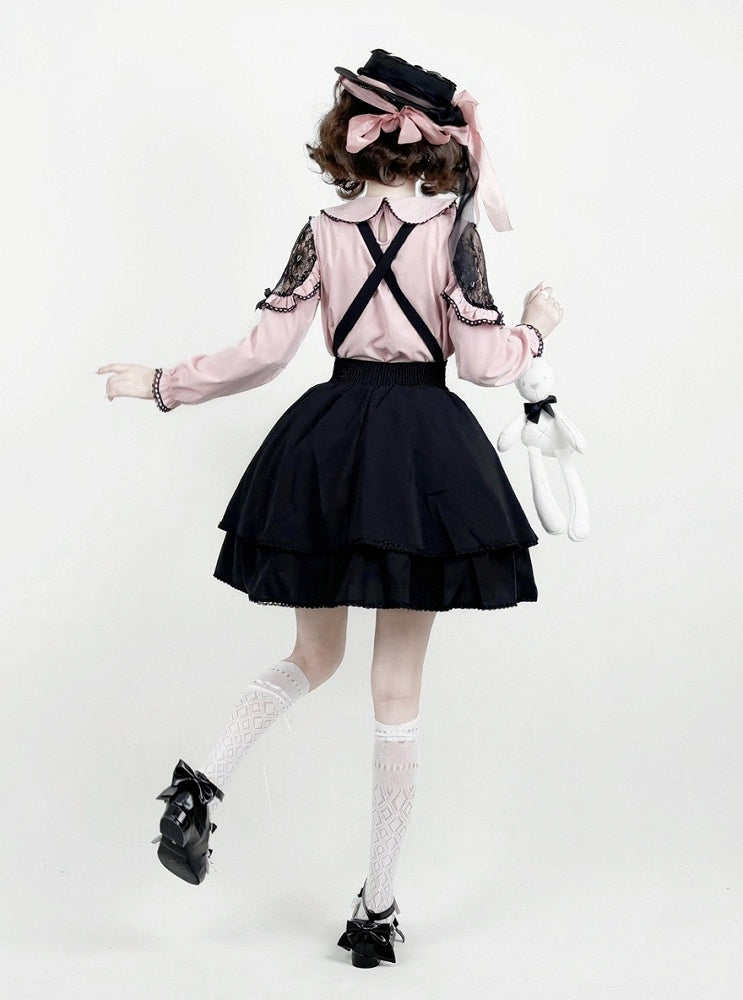 Onyx Bow-Adorned Overlay Skirt with Jirai Styling - AMAHAKAWA - image 2