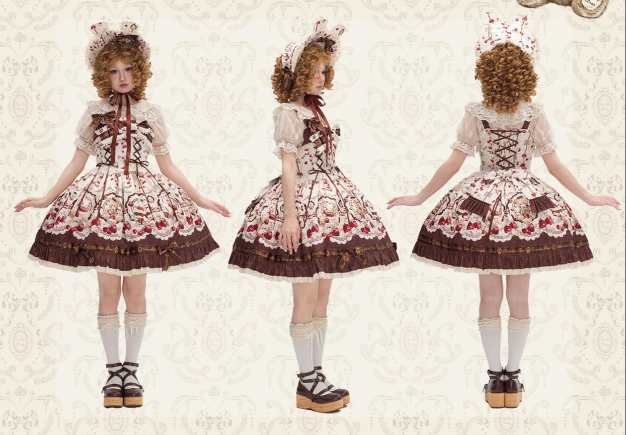Cookie Treasure Box - Sweet Lolita Dessert Printed JSK Dress with Ribbon Bows - image 4