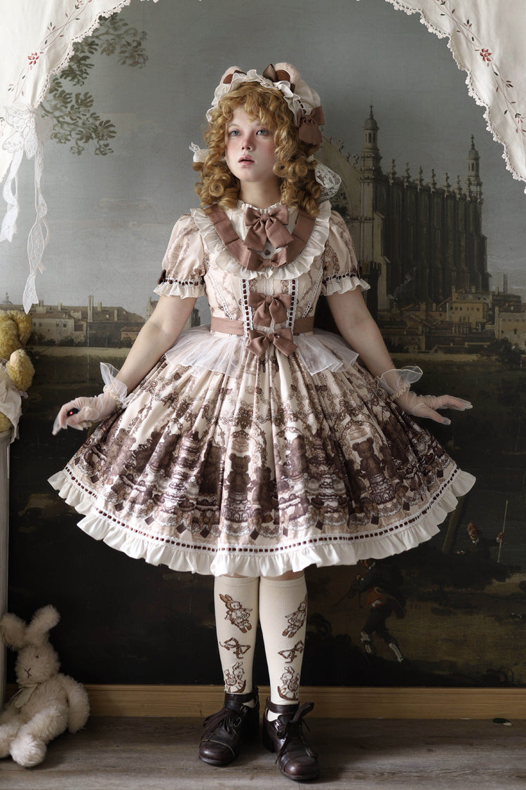 Teddy Bear Party - Daily Sweet Lolita Short-Sleeve OP Dress - image 13