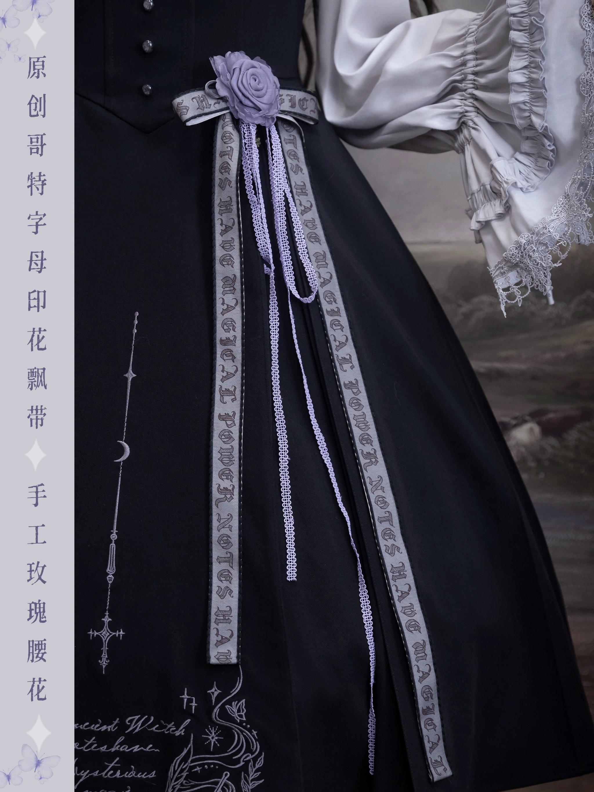 Witch Notes - Gothic Lolita Embroidered Dress Suit, Cross and Rose Print - image 40