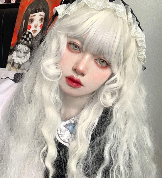 White Moonlight - Long Curly Lolita Wig - image 13
